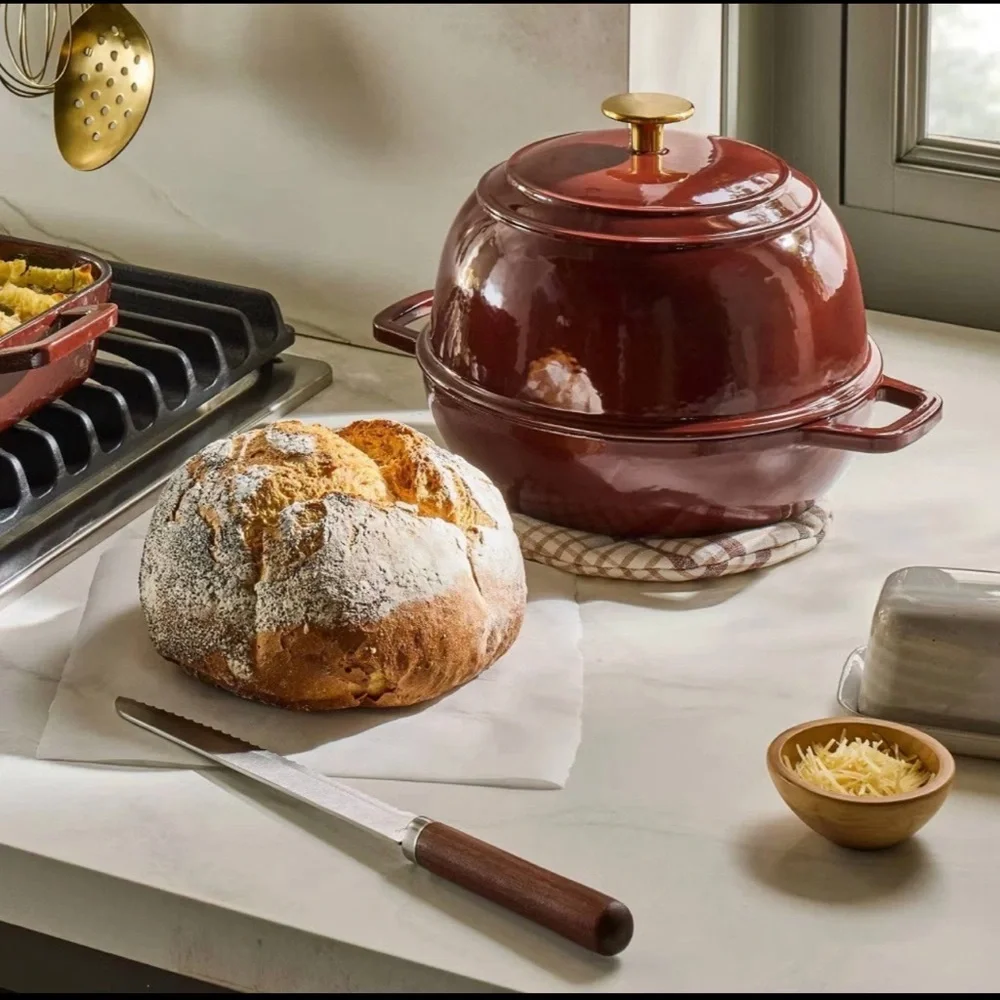 Hearth & Hand Magnolia - FALL Maroon Red Dutch Bread Oven Cast Iron BRAND NEW